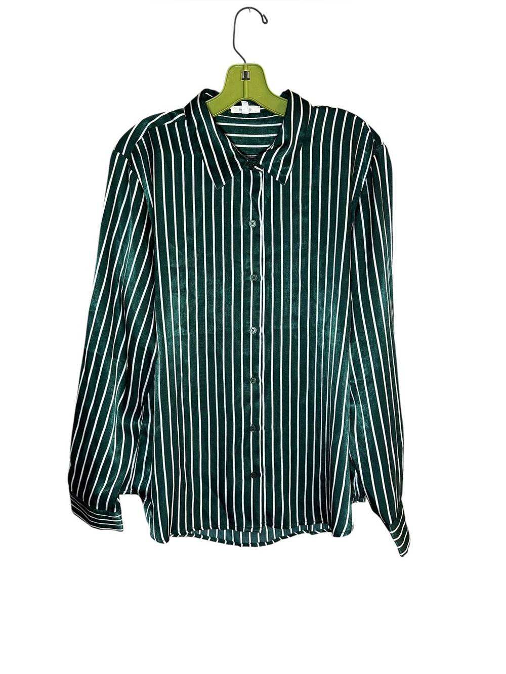 Maurice’s Winona Green Striped Satin Button Down Blouse Womens size XL - Picture 2 of 8